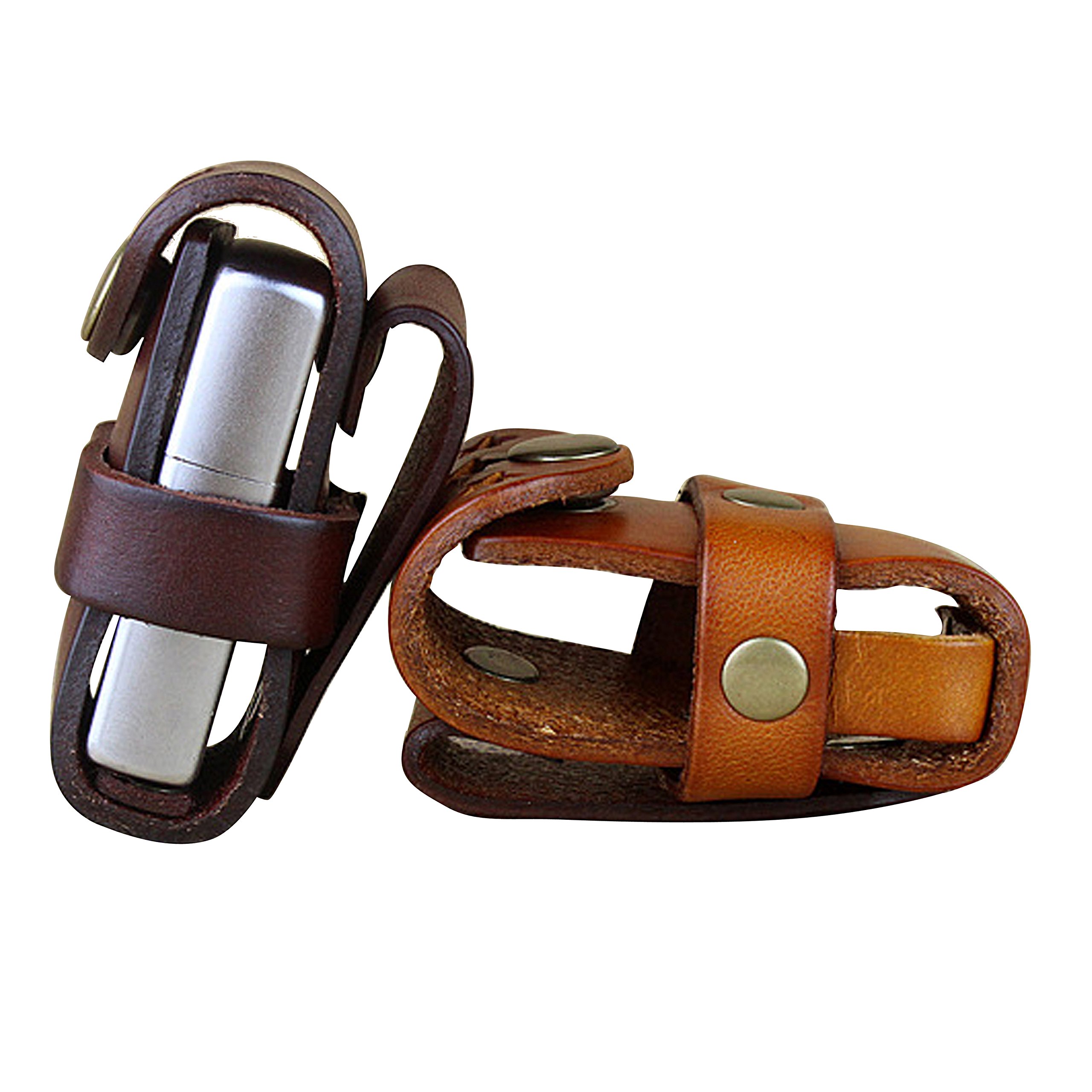 Boshiho Genuine Leather Flip Top Lighter Case with Belt Loop - Premium Men's Accessory for Outdoor Camping, Hiking & Everyday Carry (EDC)