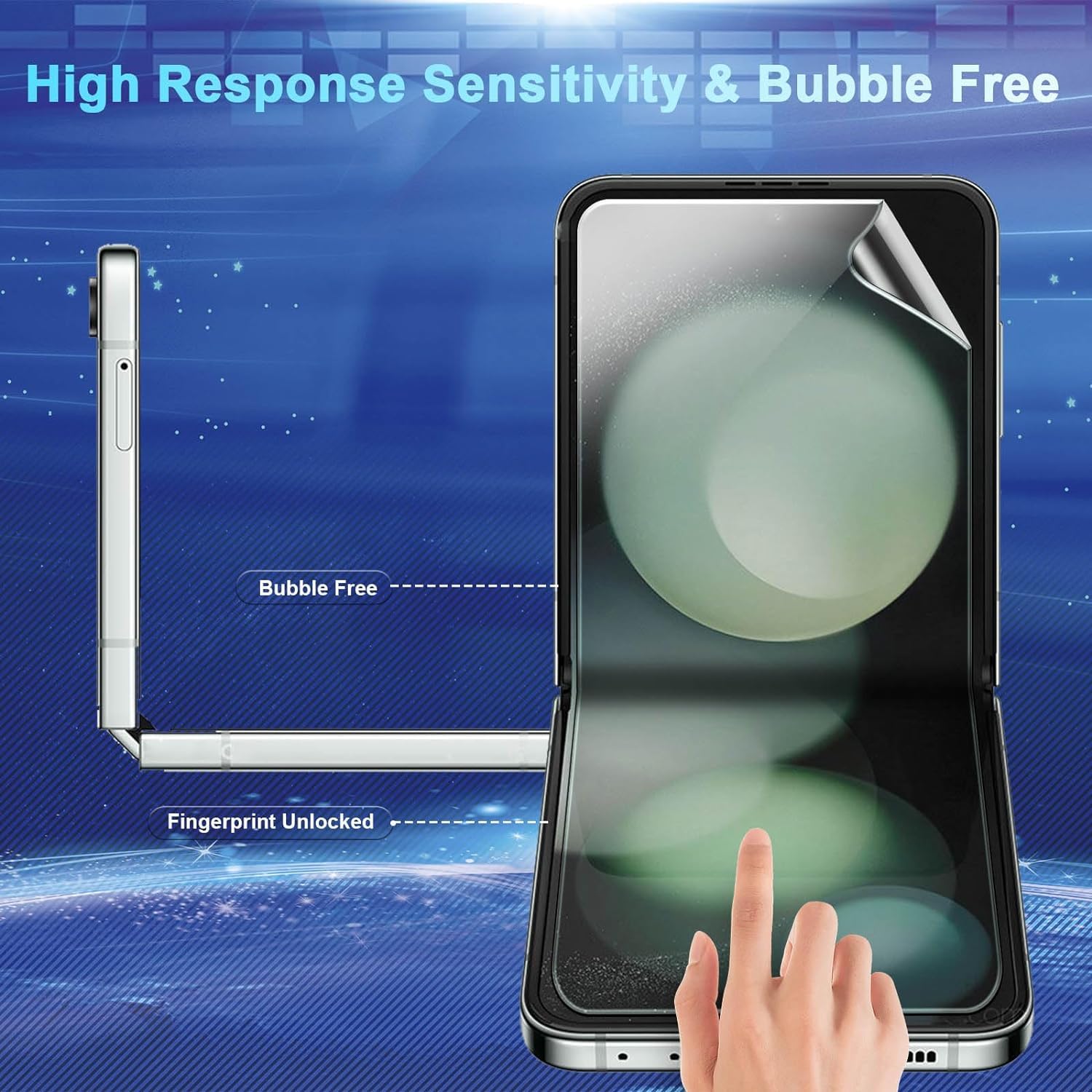 2-Pack 6-Piece Samsung Galaxy Z Flip 5 Screen Protector Set - Front TPU Film + Back Tempered Glass + Camera Lens Protector - HD Clear, Bubble-Free for Galaxy Z Flip 5G - Perfect for Daily Protection & Scratch Prevention