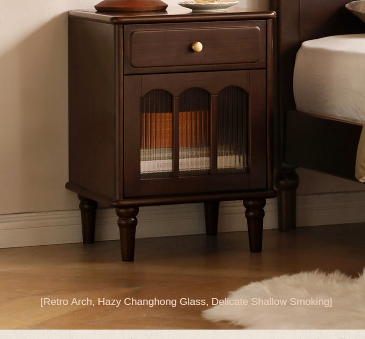 Solid Wood Poplar Nightstand - American Retro Style Bedside Table for Bedroom, Living Room & Guest Room