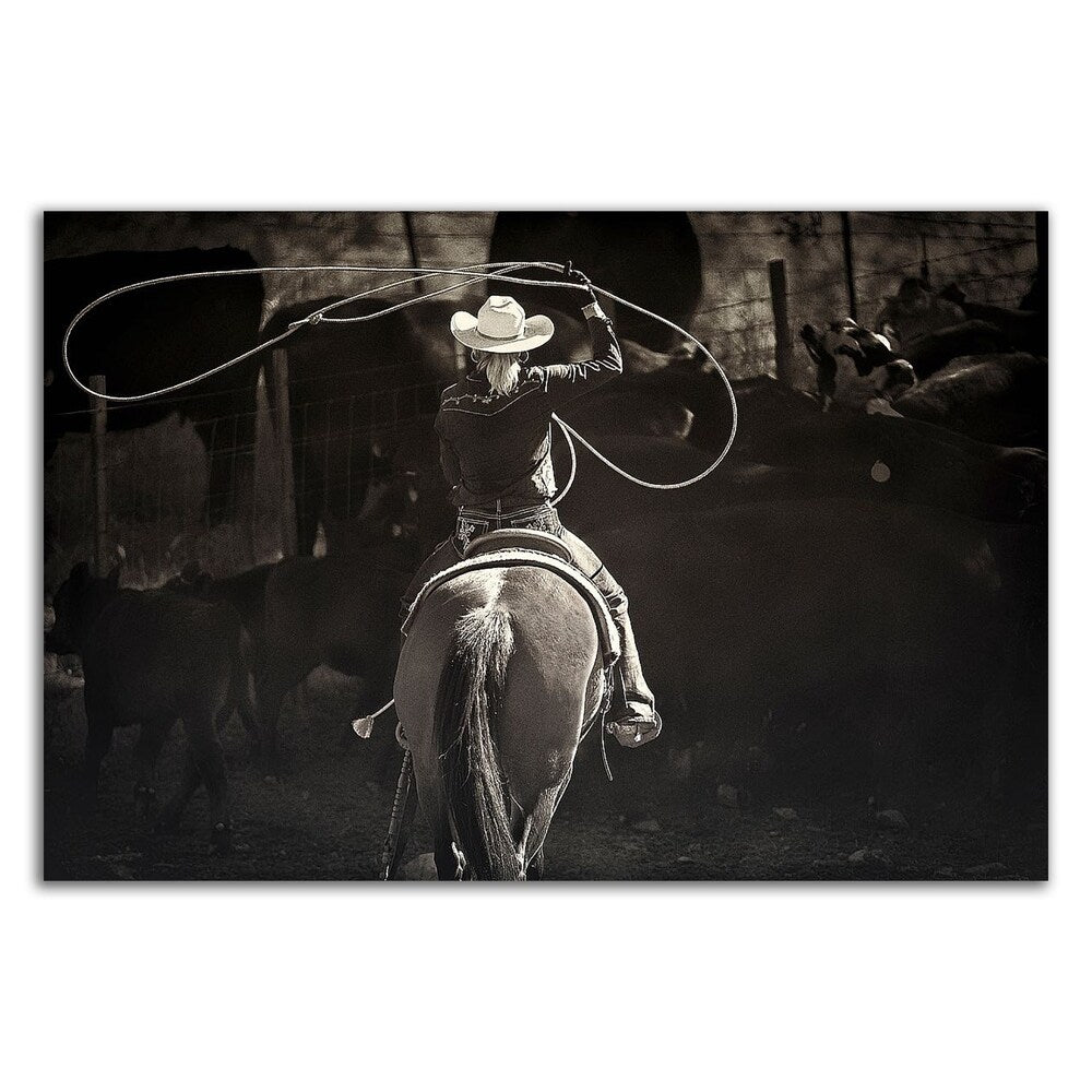 American Cowgirl by Lisa Dearing - Western Art Canvas Print Ready to Hang - Perfect for Home Decor, Office Wall Art & Western Theme Gifts
