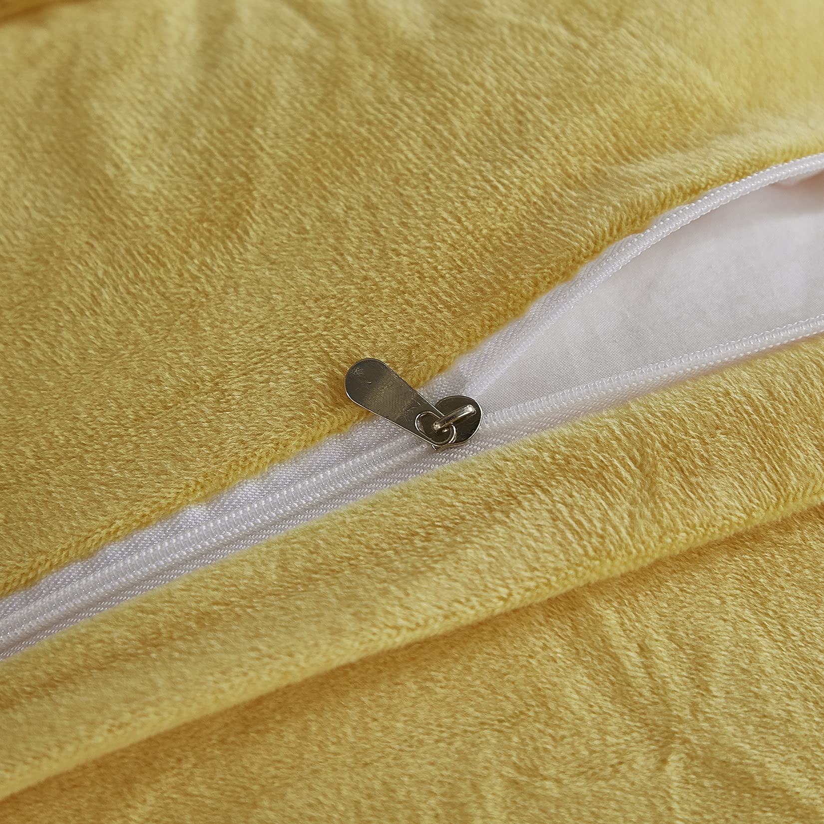 Premium Fluffy Faux Fur Duvet Cover Set - Twin Size Ultra Soft Shaggy Comforter Cover with Pillow Sham (Yellow) for Cozy Bedroom Decor & Winter Warmth