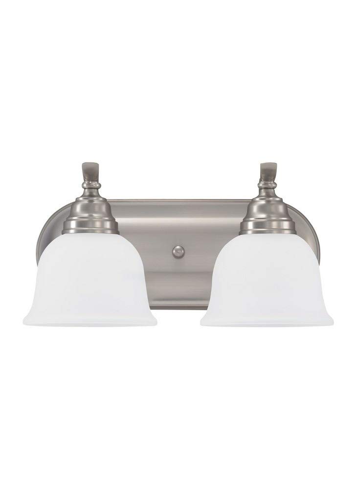 Sea Gull Lighting 44626-962 Wheaton Two Light Bathroom Vanity Bar - Modern Chrome Finish for Bathroom, Powder Room & Dressing Area Lighting