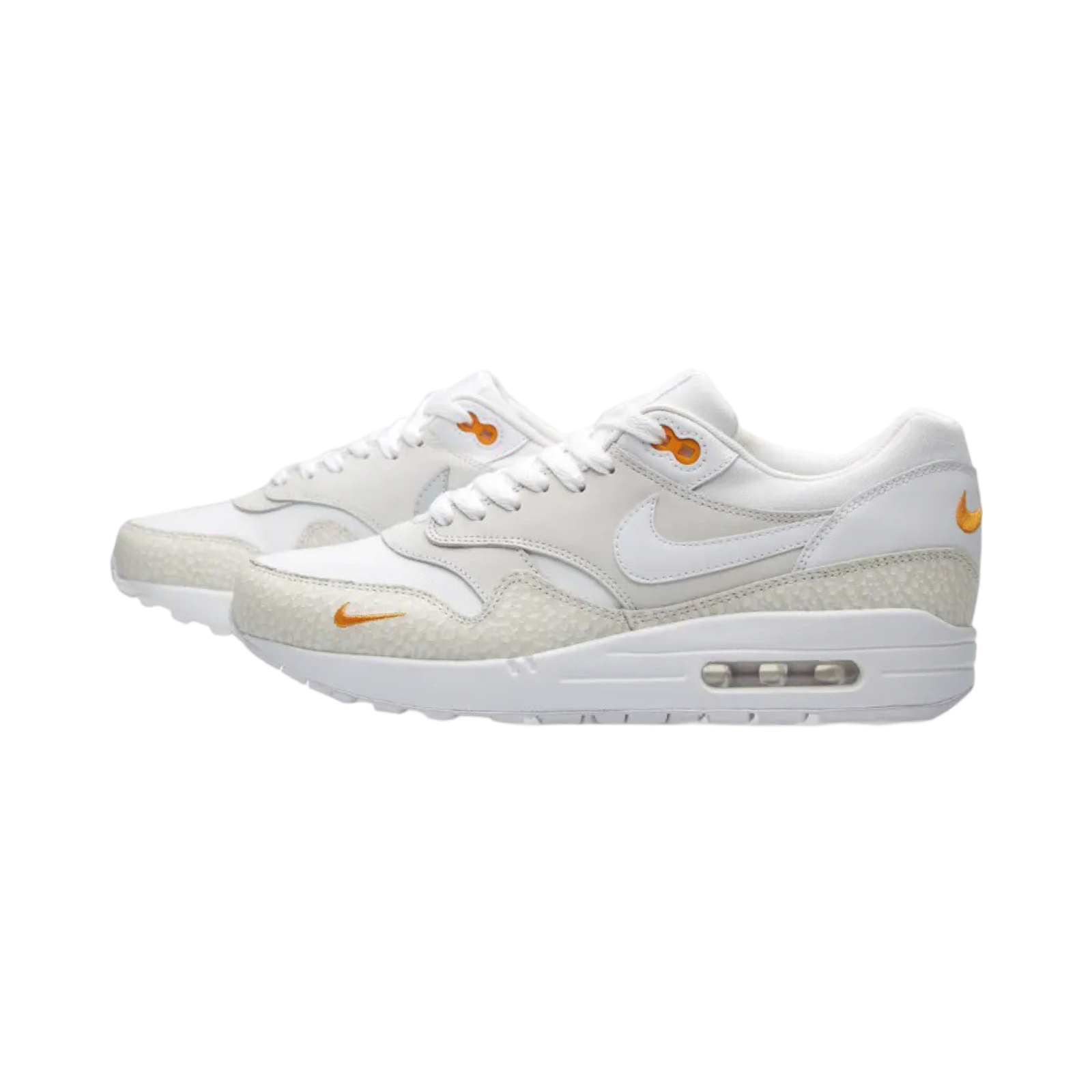 Nike Air Max 1 Men's Running Shoes - White Kumquat Colorway | Lightweight Cushioned Sneakers for Jogging, Gym Workouts & Casual Wear
