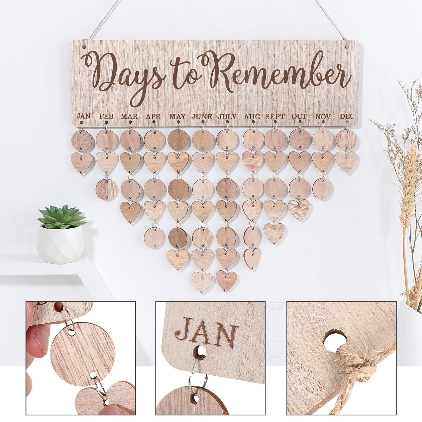 DIY Wooden Birthday Reminder Calendar Board - Handmade Wall Hanging Home Decor Plaque for Birthdays & Special Events | Perfect for Living Room, Bedroom, Office & Gift Giving