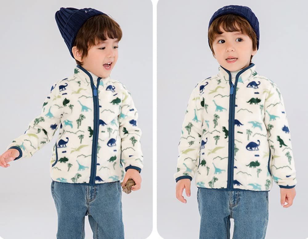 **Boys' Fleece Jacket with Full Zipper - Soft & Warm Printed Outerwear for Toddlers - Perfect for Playdates, Outdoor Adventures & Cool Weather**