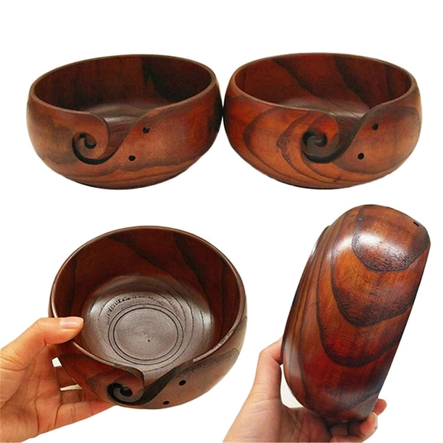 Premium Handcrafted Wooden Yarn Bowl - Large Knitting Storage Accessory for Crochet & Yarn Winding (Brown Box #04) | Perfect for Knitting Projects, Craft Organization & Home Decor