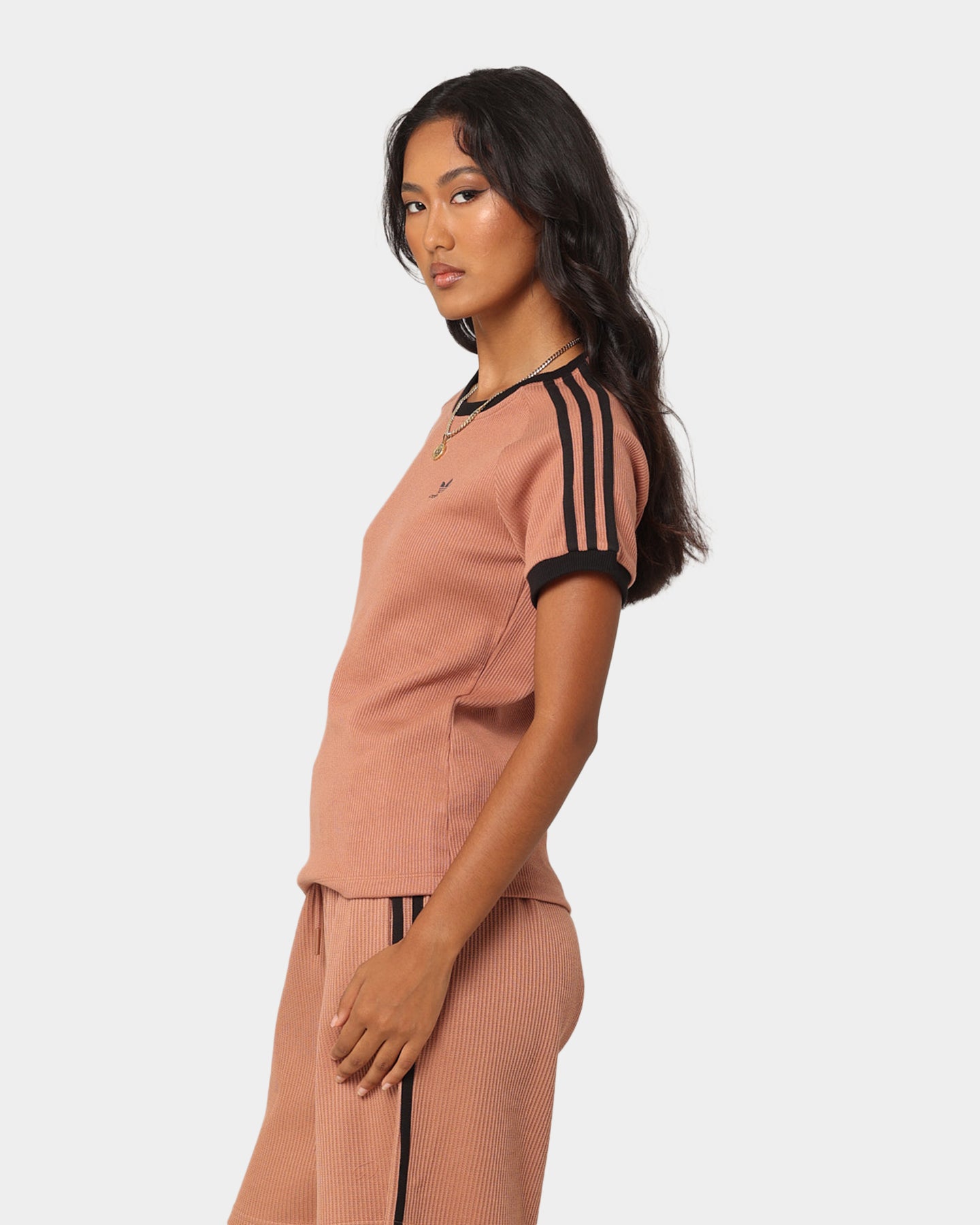 Adidas Women's 3 Stripe Slim Fit T-Shirt - Classic Casual Tee for Workout, Gym & Everyday Wear