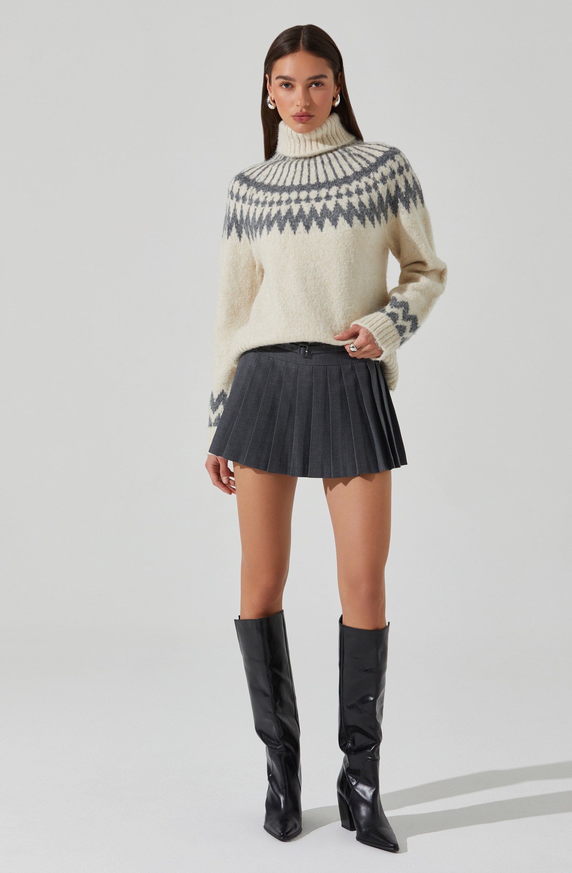 Leka Fair Isle Turtleneck Sweater for Women - Cozy Winter Knit Pullover with Nordic Patterns - Perfect for Christmas, Holidays & Cold Weather Outfits