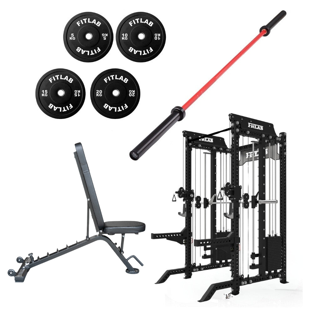 FITLAB FX PRO Black Package - Premium Fitness Equipment for Home & Gym Workouts - Perfect for Strength Training, Cardio, and Weight Loss