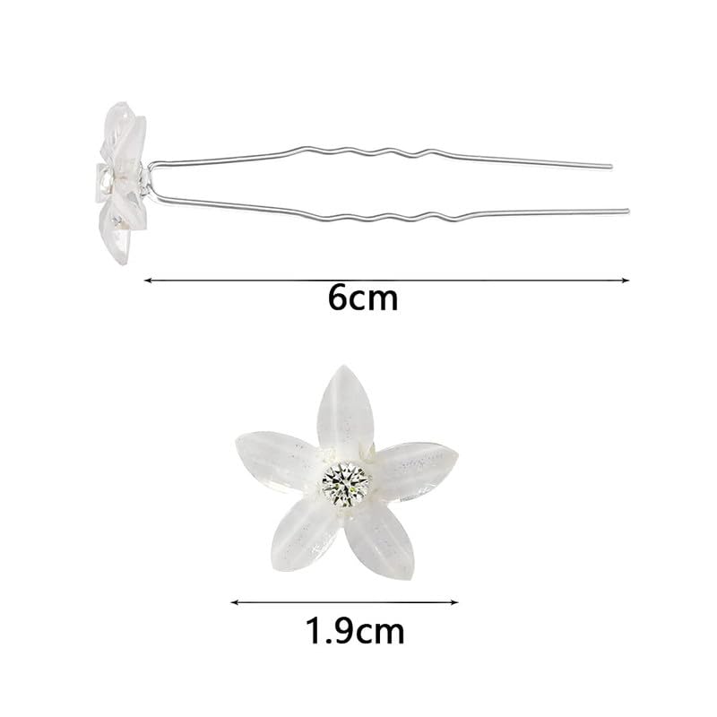 Belicia 12-Piece White Rhinestone Wedding Hair Pins Set - U-Shaped Floral Bridal Hair Clips for Women, Perfect for Weddings, Proms & Special Occasions
