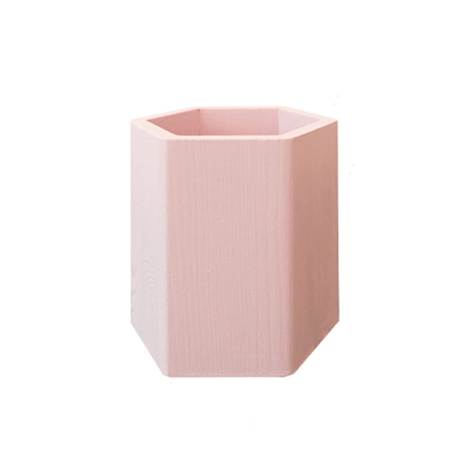 Hexagonal Wooden Pen Holder - Pink Desktop Organizer for Office & Study, Creative Storage Box (11x12.5x6cm) | Perfect for Organizing Pens, Pencils & Stationery on Your Desk