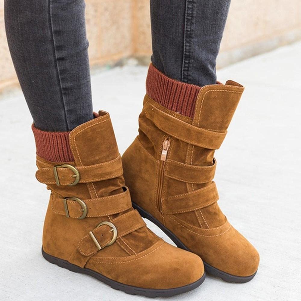 Rvidbe Women's Black Ankle Booties with Heels - Waterproof Winter Snow Boots Mid Calf, Warm Furry Lined Comfortable Fashion Boots for Outdoor, Snowy Weather & Casual Wear