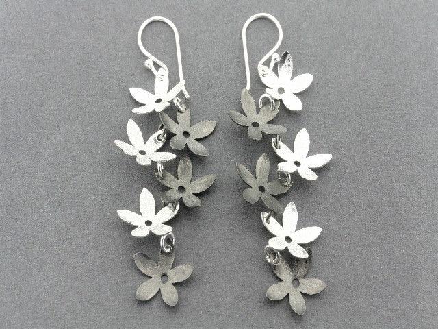 Silver and Oxidized Daisy Chain Drop Earrings for Women - Elegant Boho Jewelry for Parties, Weddings & Everyday Wear