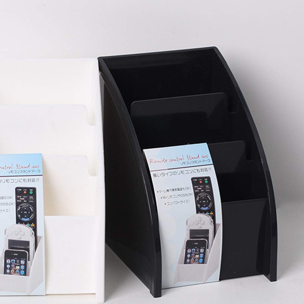 DOITOOL 3-Compartment Remote Control Holder for Table - Desk Organizer for Remote Controls, Pens, Keys, Phone & Makeup | Perfect for Living Room, Bedroom & Office (Black)