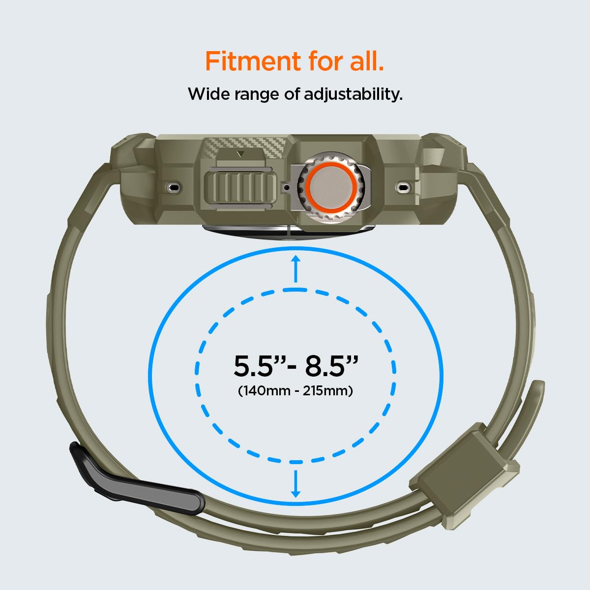 Spigen Rugged Armor Pro Case for Apple Watch Ultra 2/1 - Shockproof TPU Protective Cover with Adjustable Band | Perfect for Outdoor Sports, Hiking & Active Lifestyle