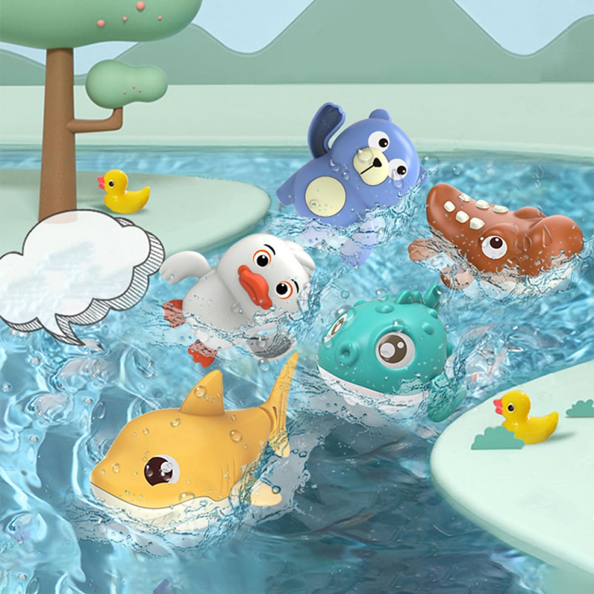 UPKOCH 15 Pcs Baby Bath Toys Set - Floating Crocodile & Animal PVC Shower Toys for Toddlers | Fun Bathtime Learning & Sensory Play for Infants