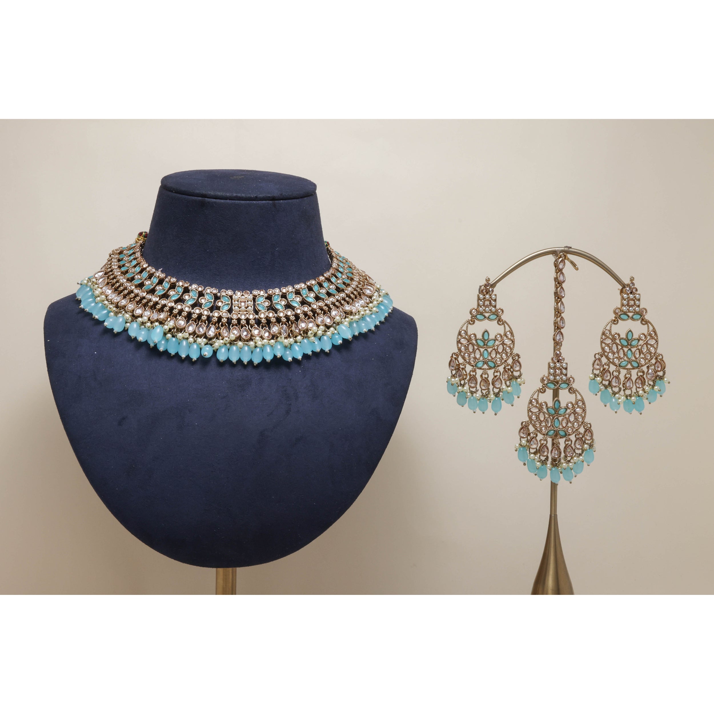 AAROHI POLKI Full Set Jewelry - Traditional Indian Kundan Necklace, Earrings & Bangles Set for Weddings, Parties & Festive Occasions