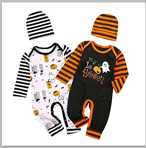 Unisex Baby Halloween Jumpsuit - Pumpkin Print Long Sleeve Romper for Newborns & Toddlers | Cute Costume for Boys & Girls | Perfect for Trick-or-Treating, Photo Shoots & Fall Festivals