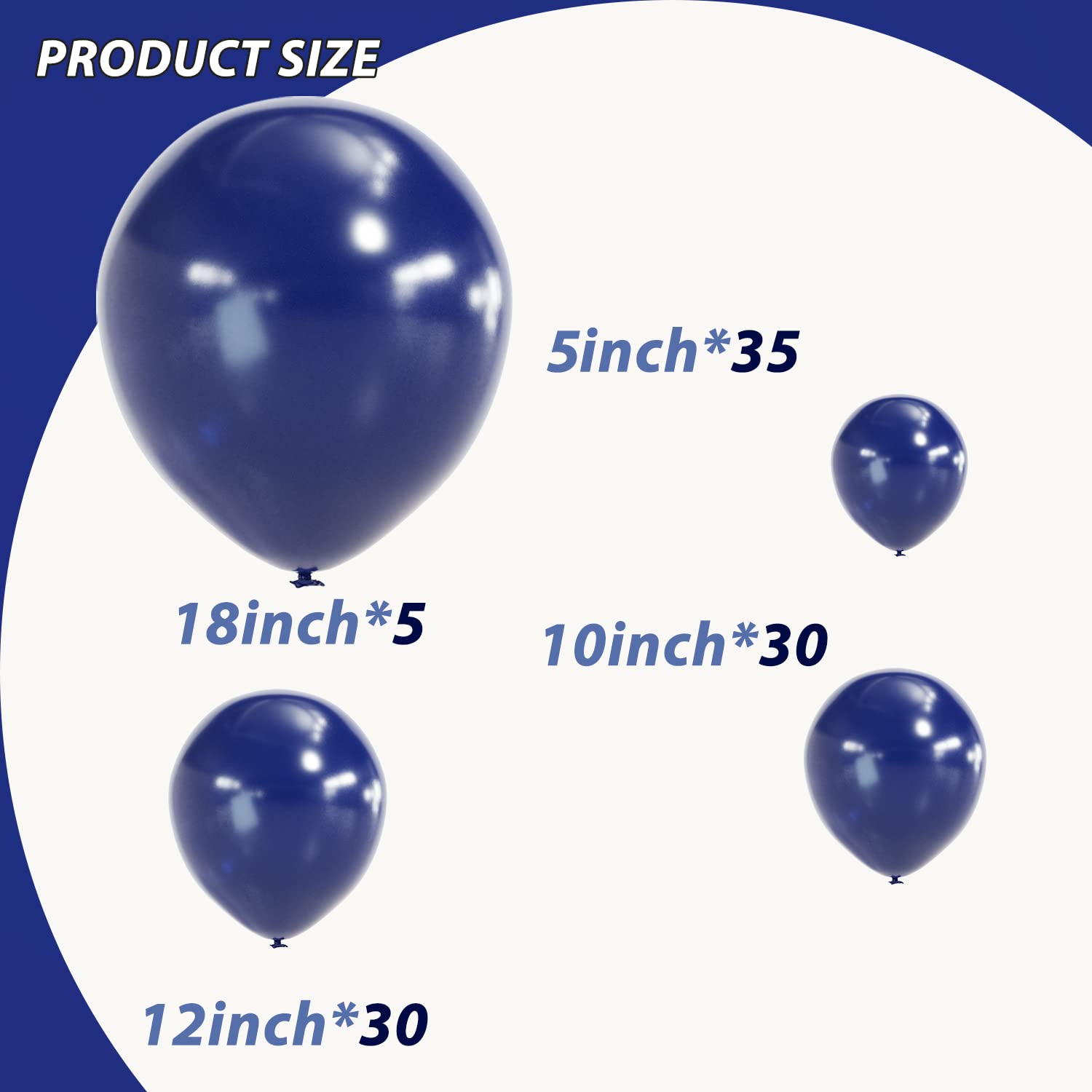 100-Pack Navy Blue Balloon Garland Arch Kit - 18/12/10/5 Inch Dark Blue Latex Balloons for Birthday, Wedding, Gender Reveal & Party Decorations - Perfect for Bridal Showers, Baby Showers, Anniversaries and Boys' Themed Celebrations