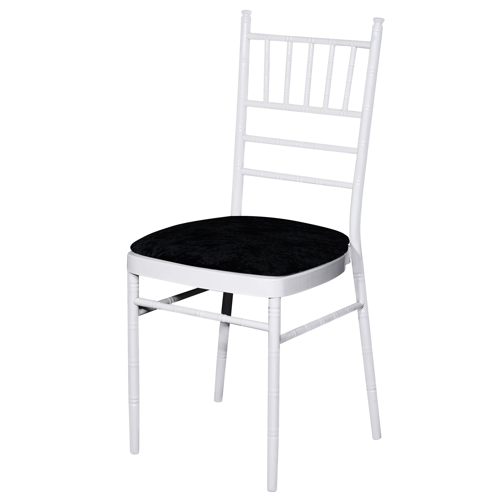5-Pack Black Velvet Spandex Chiavari Seat Pad Covers - Elegant & Stretchable Chair Cushion Protectors for Weddings, Banquets, and Events