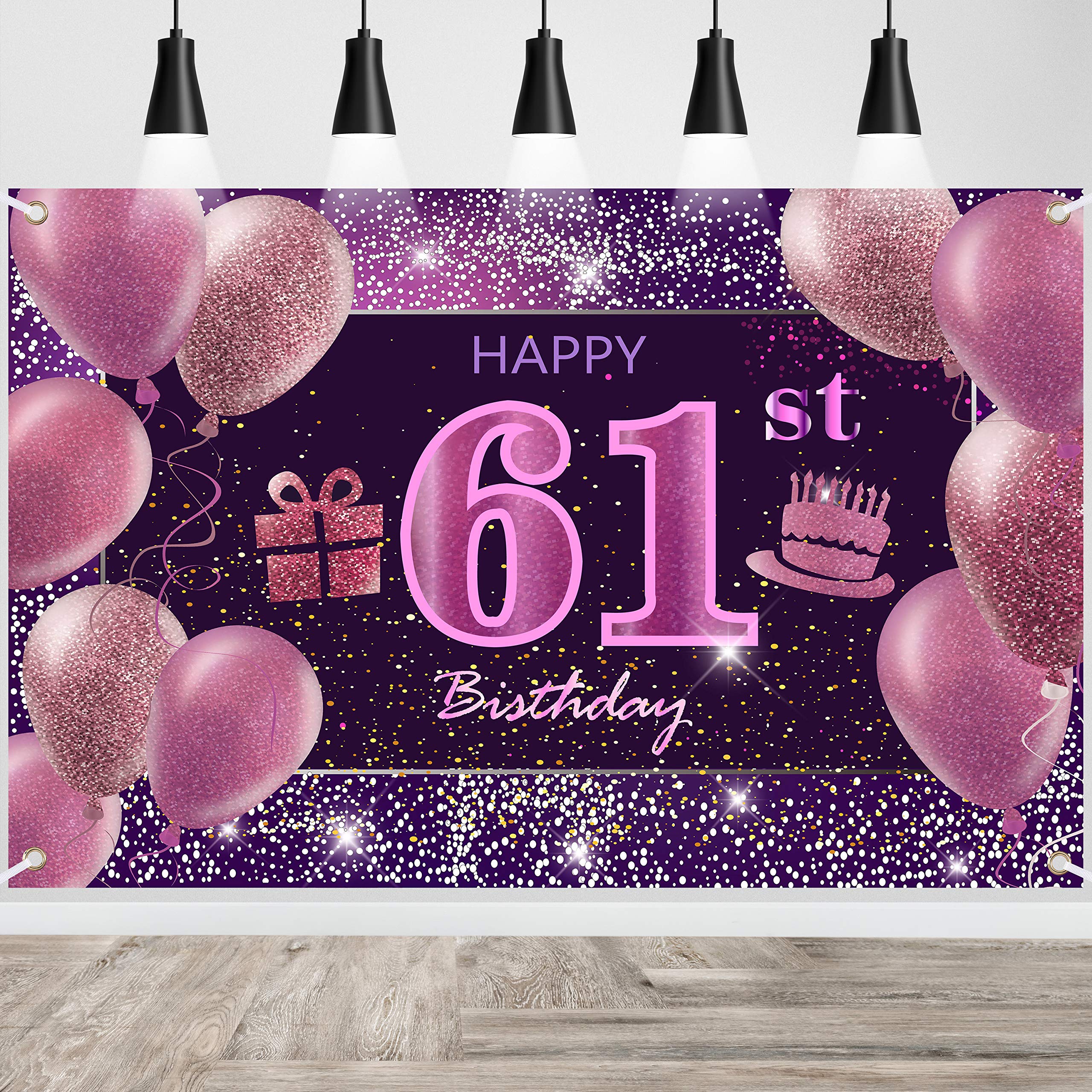 61st Birthday Decorations for Women - IMISI Happy Birthday Banner & Pink Party Decor - Elegant Backdrop for Birthday Celebrations, Baby Showers & Special Events