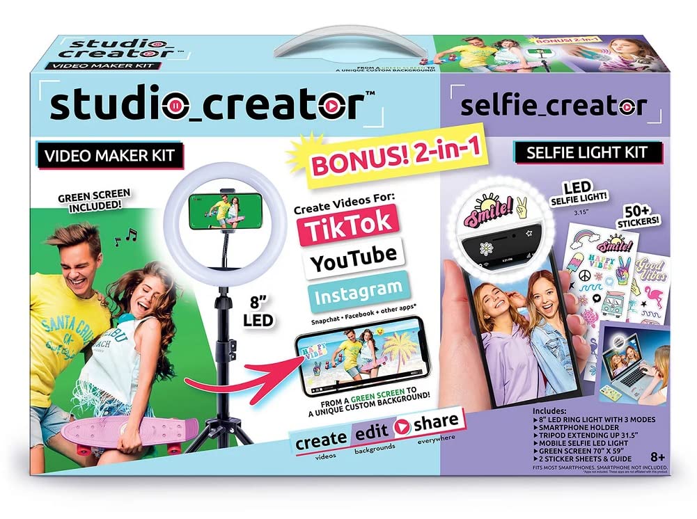 Professional Video Maker Kit with 2-in-1 Selfie Ring Light - Perfect for YouTube, TikTok & Live Streaming Content Creation
