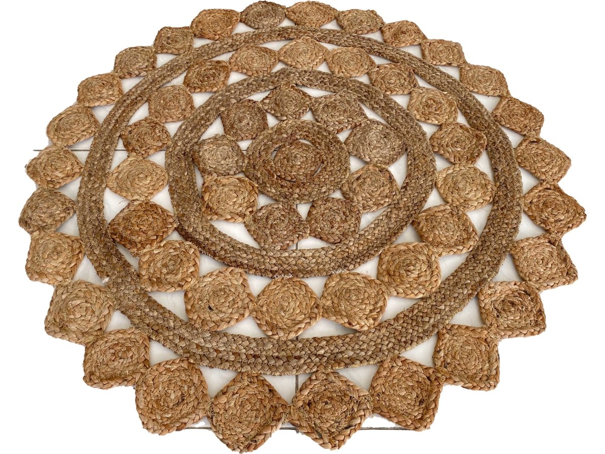 Natural Round Jute Rug 3x5 Feet - Handwoven Eco-Friendly Boho Floor Mat for Living Room, Bedroom, or Nursery Decor