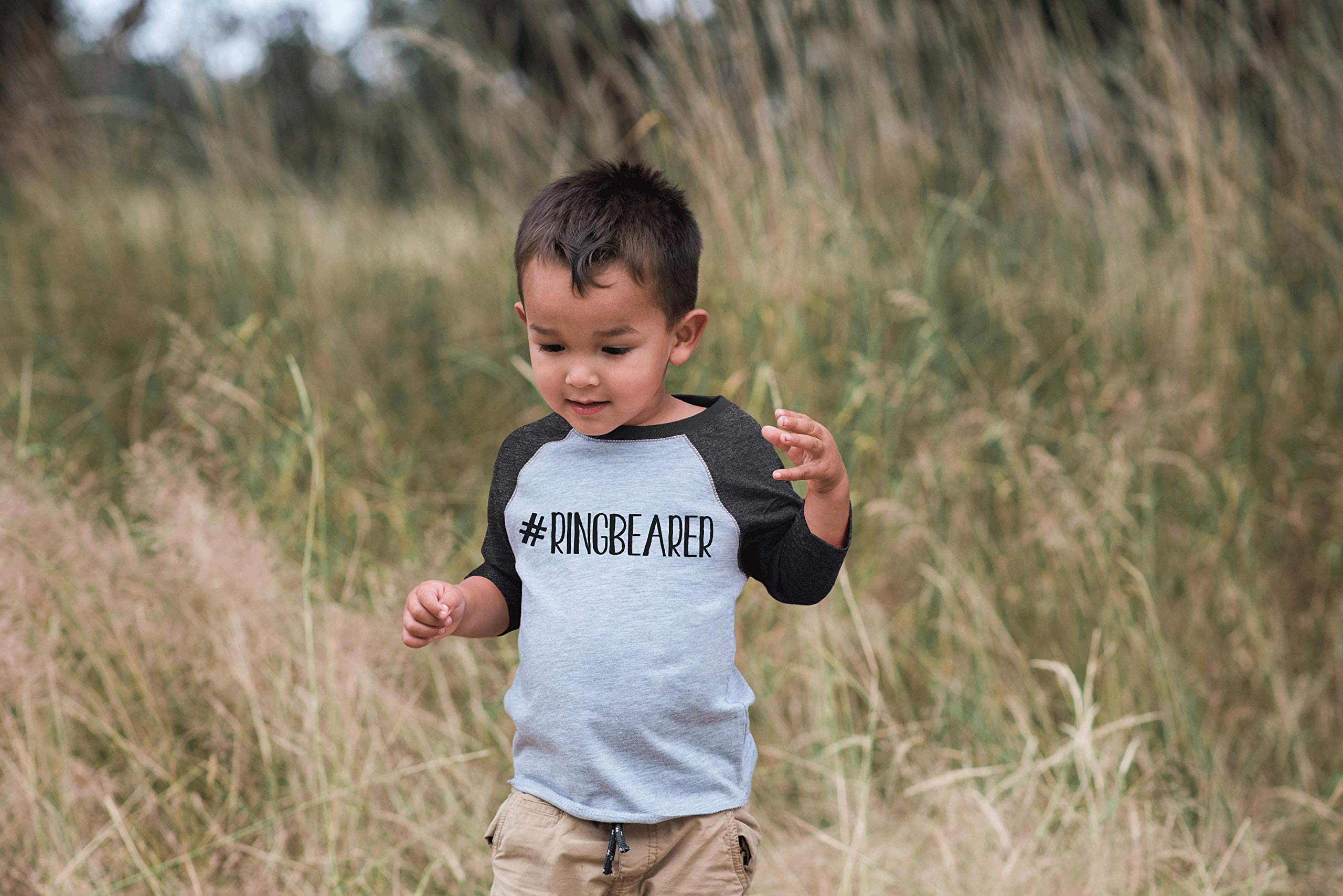 7 Ate 9 Apparel Ring Bearer Kids Wedding Raglan Tee - Cute Cotton T-Shirt for Flower Girls & Ring Boys - Perfect for Weddings, Rehearsal Dinners & Family Photos
