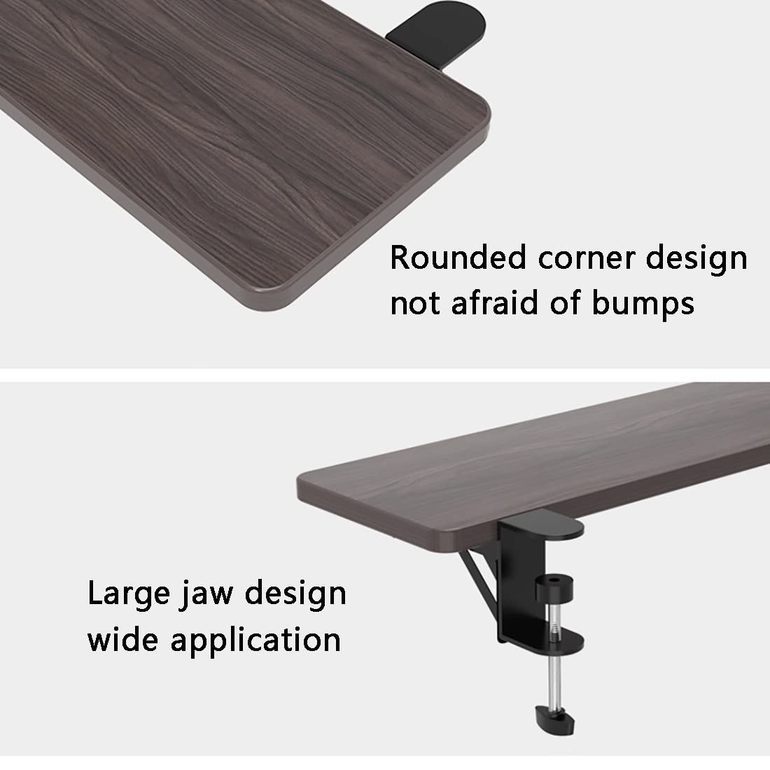 Ergonomic Keyboard Tray with Easy Clamp-On Design - No Screw Installation Needed, Adjustable Desk Extender Side Table for Home & Office Workspace - Perfect for Computer Workstations, Gaming Setups and Small Space Organization