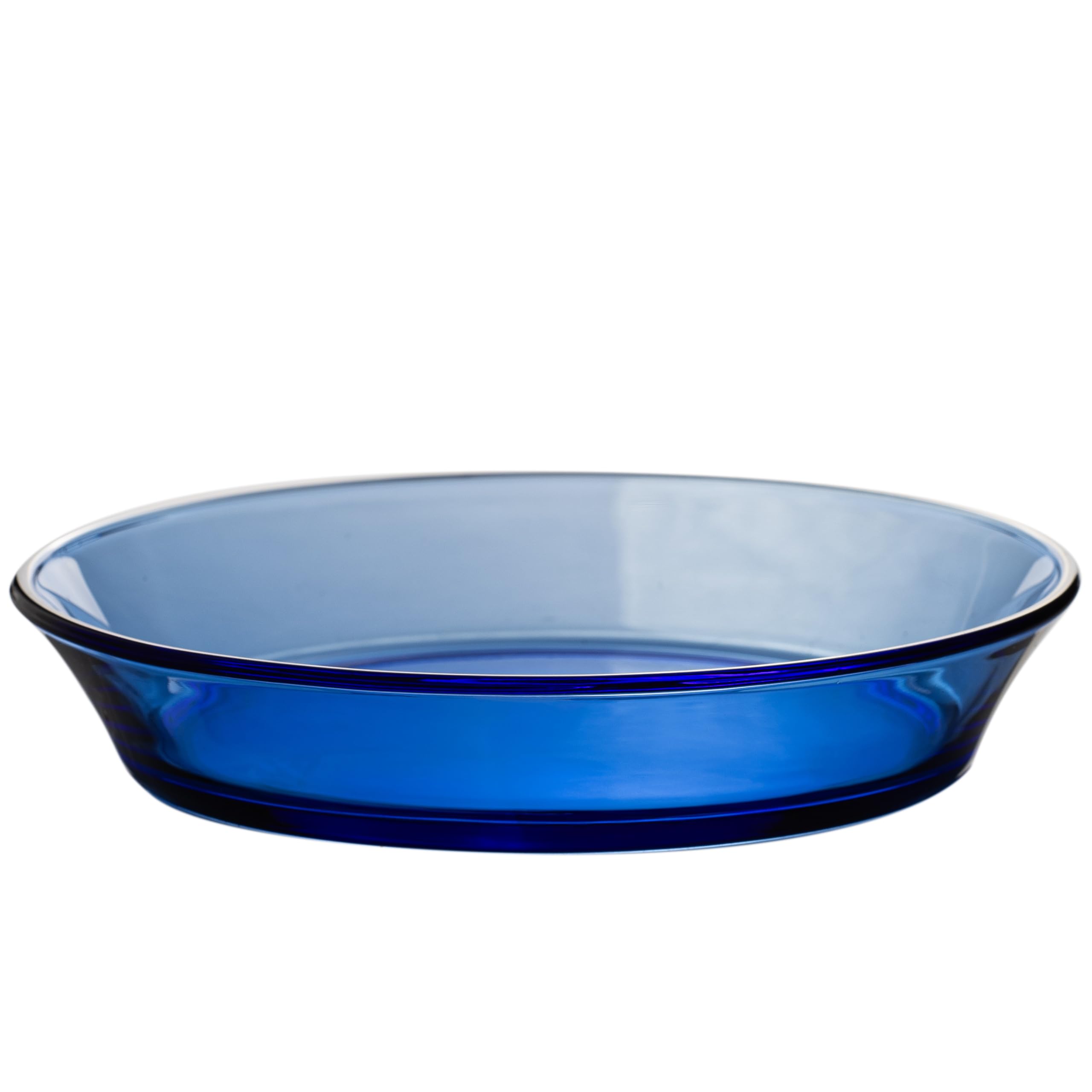 STPGoods 4-Piece Blue Cobalt Glass Dinner Plates Set - 7.8 Inch Round Salad Plates for Everyday Dining, Entertaining & Restaurant Use - Durable Transparent Glass Dishes for Salad, Bread, Desserts & Appetizers