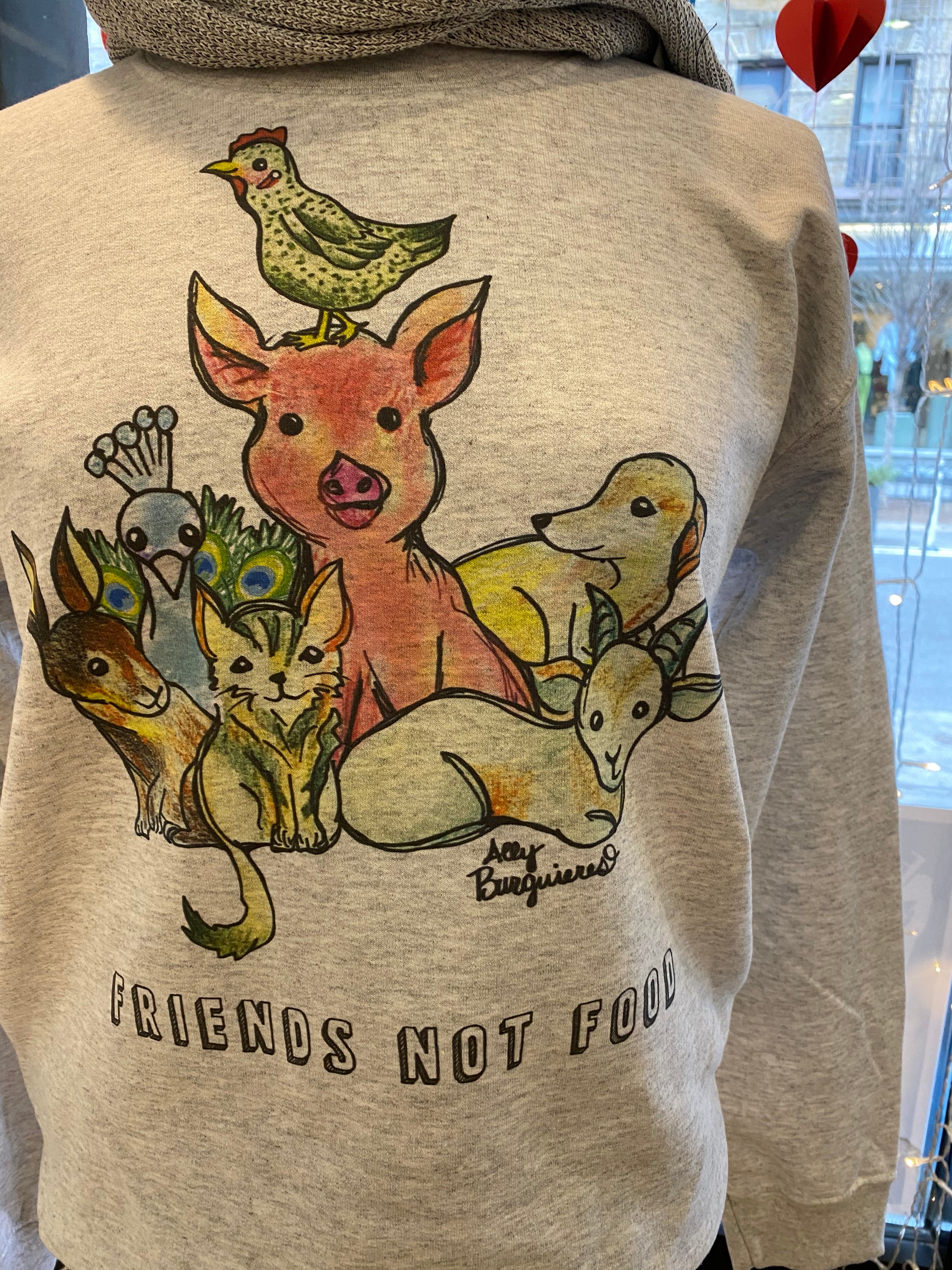 Friends Not Food Vegan Sweatshirt - Cocoally Eco-Friendly Apparel for Animal Lovers & Ethical Fashion