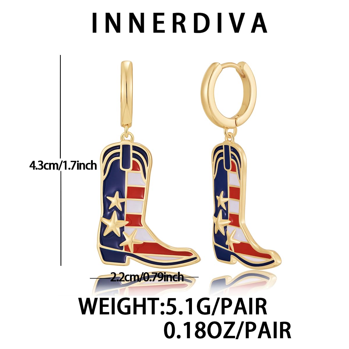 Patriotic 4th of July Earrings for Women - Red White & Blue Dangle Earrings with American Flag Design - Perfect Independence Day Gift for Parties, BBQs & Festive Celebrations