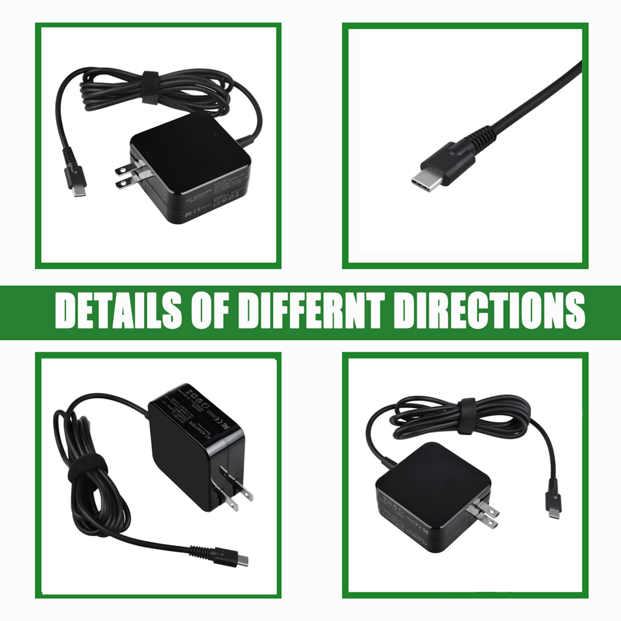 45W USB Type-C Fast Charger for Chromebook 11 G7 EE | Compatible with Models 6QY22UT, 6QY25UT, 6QY30UT#ABA | Perfect for Home, Office & Travel Charging