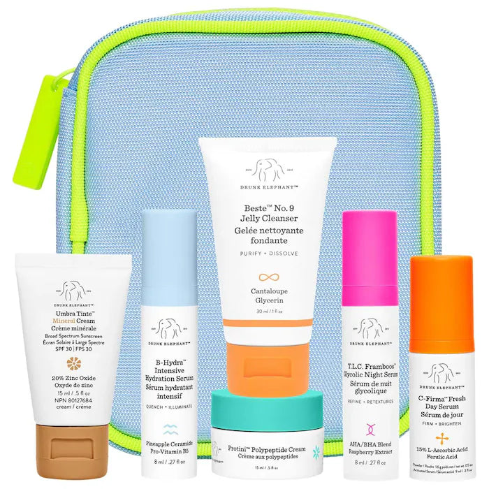Drunk Elephant The Littles Travel Set - Skincare Cleanser & Moisturizer for On-the-Go Hydration | Perfect for Travel, Gym & Overnight Stays