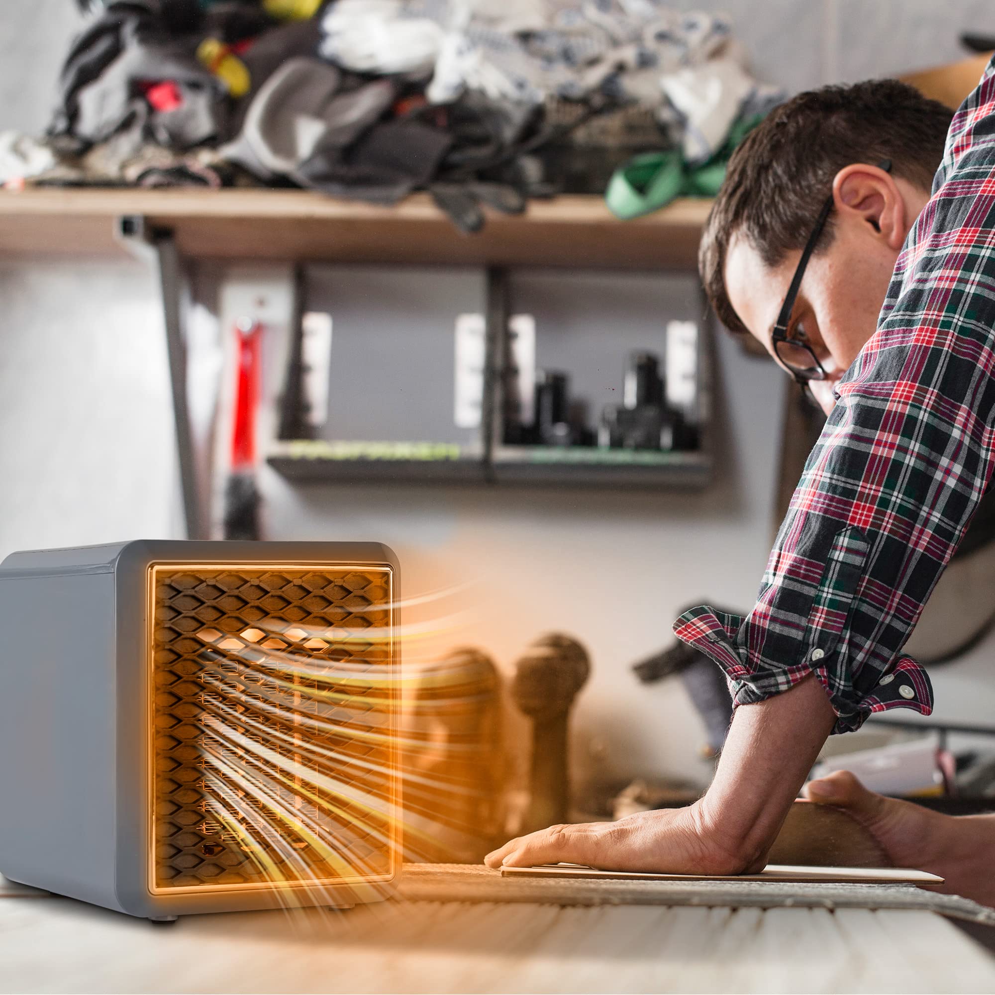 Ontel Handy Heater Pure Warmth 1200W Adjustable Ceramic Space Heater - Portable, Quiet & Energy Efficient Personal Heater for Bedroom, Office, Garage | Fast Heating for Winter, Perfect for Small Rooms & Workspaces