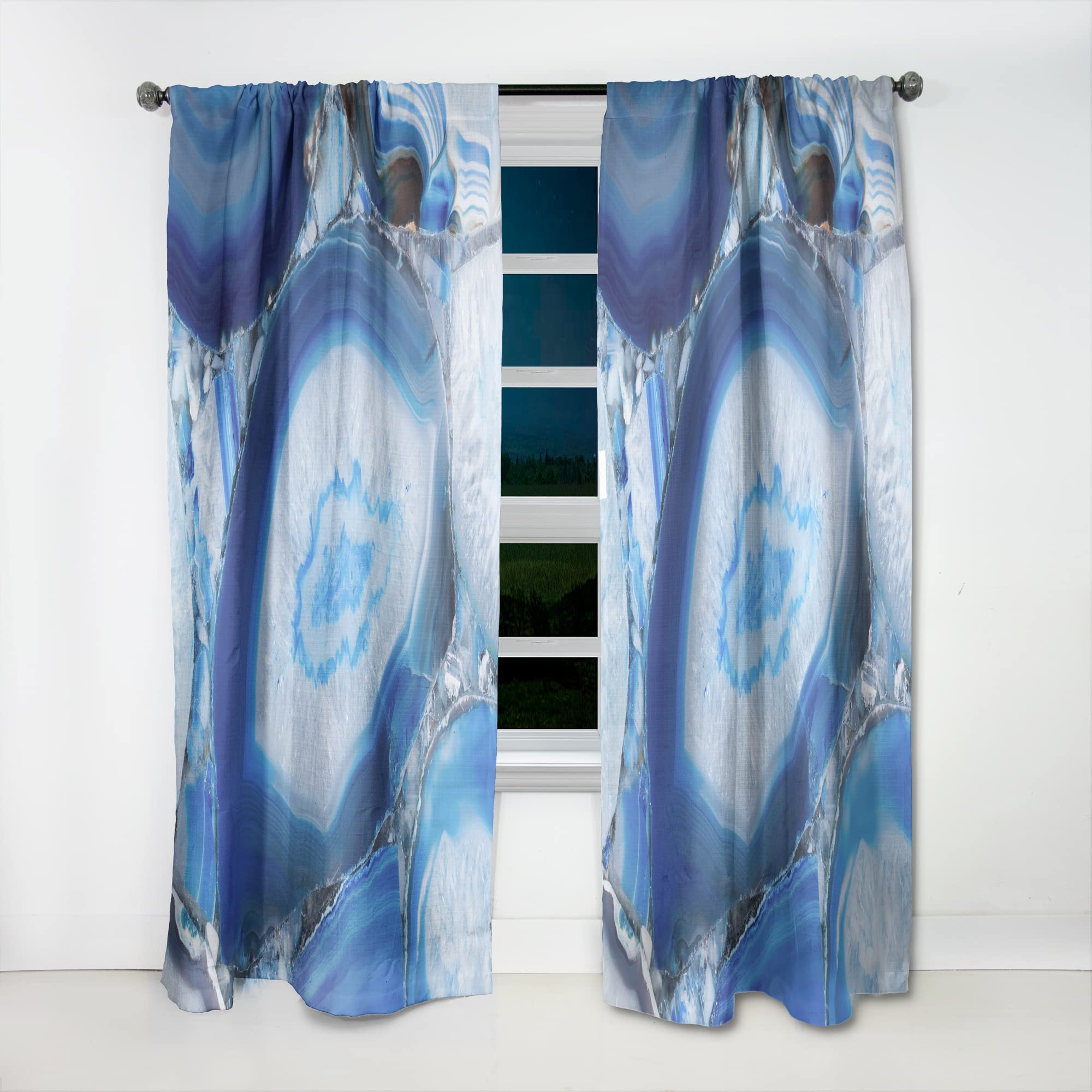DesignQ Blue Agate Geode Thermal Insulated Curtains - Single Panel 52x120 Inches - Elegant Drapes for Bedroom & Living Room - Energy Saving Window Treatment for Home Decor