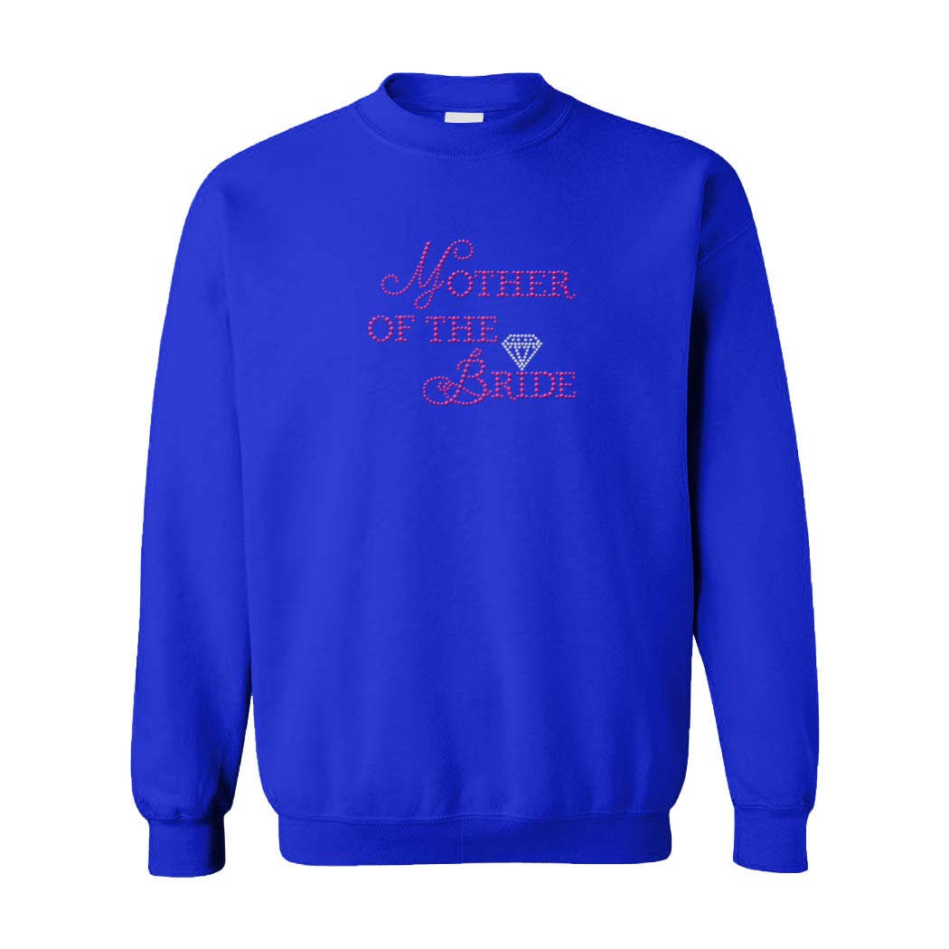 Elegant Rhinestone Diamond Crewneck Sweatshirt for Mother of The Bride | Unisex Wedding Party Outfit | Perfect for Bridal Showers, Rehearsal Dinners & Family Photos