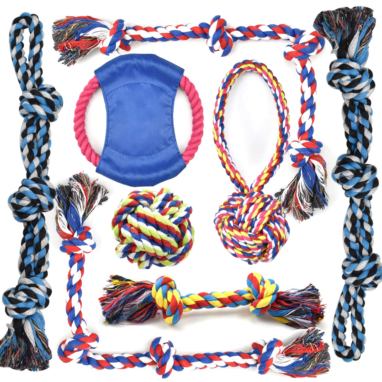 Durable Rope Dog Toys for Aggressive Chewers - Heavy Duty Chew Toys for Large, Medium & Small Breed Dogs - Puppy Teething & Dental Care - Stress Relief & Boredom Prevention - Perfect for Indoor Play, Outdoor Fetch & Training Sessions