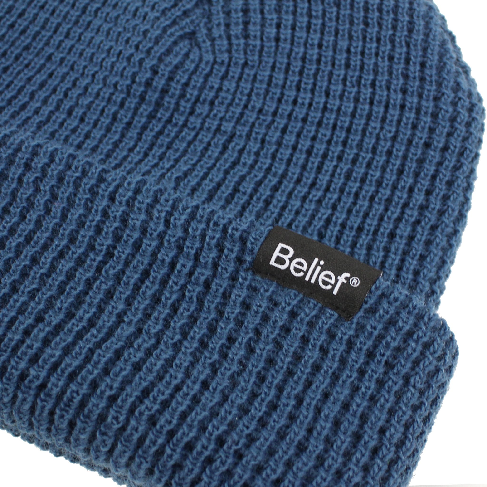 Belief NYC Waffle Beanie - Majolica Blue Winter Hat for Men & Women | Warm Knitted Slouchy Beanie for Cold Weather, Outdoor Activities & Street Fashion