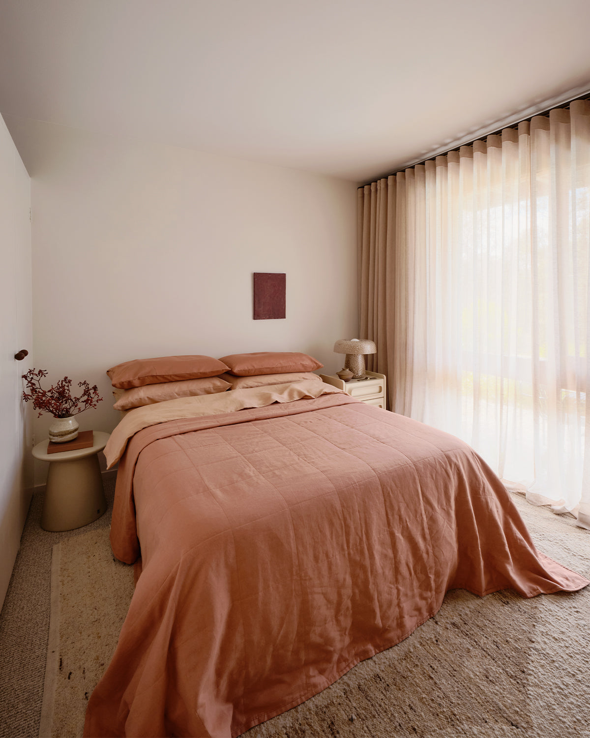 Terracotta & Hazelnut Two-Tone Quilt - Stylish Bedspread for Cozy Bedroom Decor | Perfect for Master Bedroom, Guest Room & Farmhouse Style