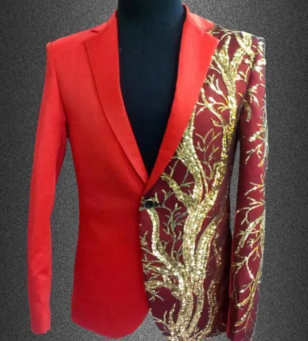 Men's Gold Sequin Blazer Jacket for Formal Events & Evening Parties - Stylish Tuxedo Alternative for Weddings, Prom & Special Occasions