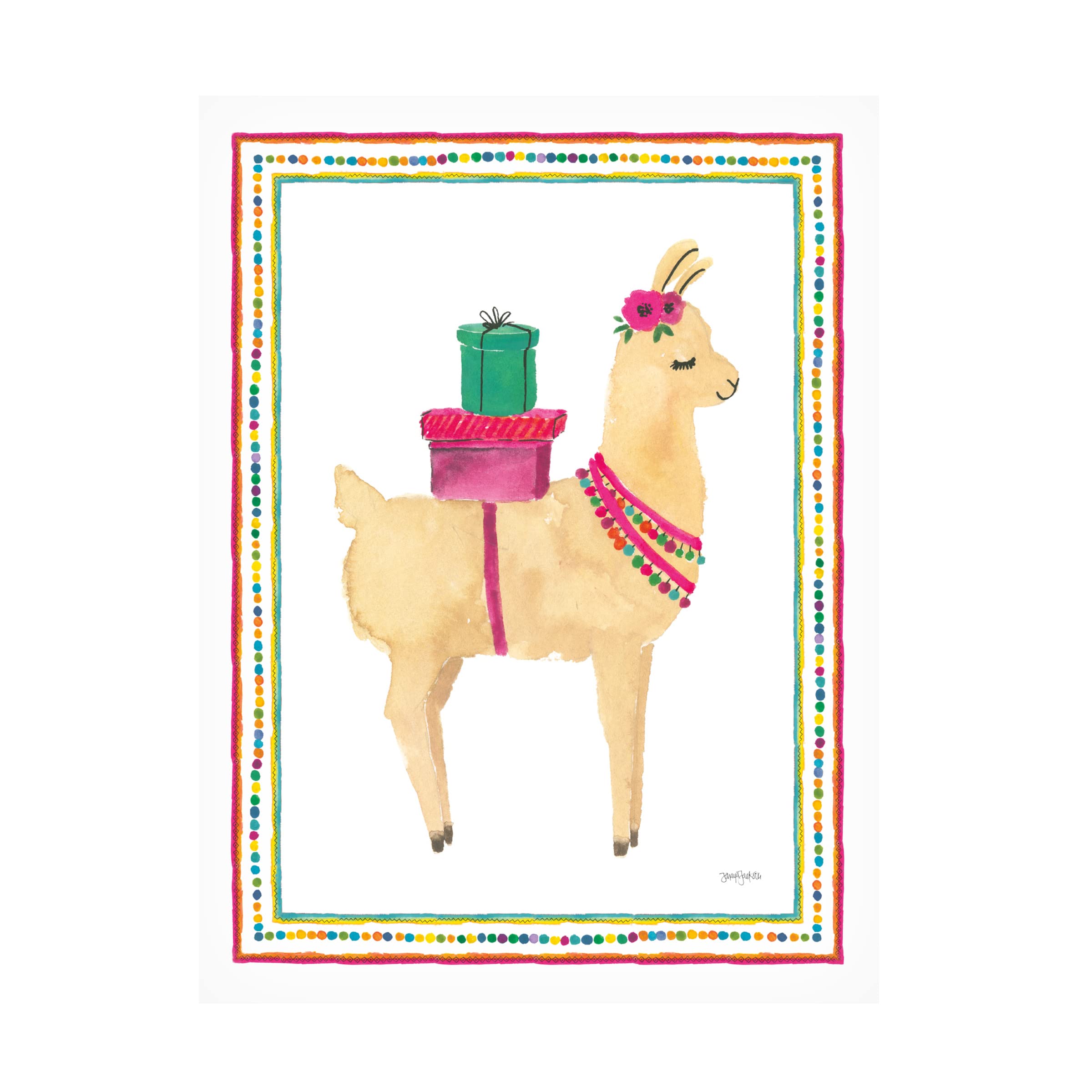 Trademark Fine Art 'La La Llama I' Canvas Wall Art by Jenaya Jackson - Vibrant Animal Painting for Living Room, Nursery & Office Decor