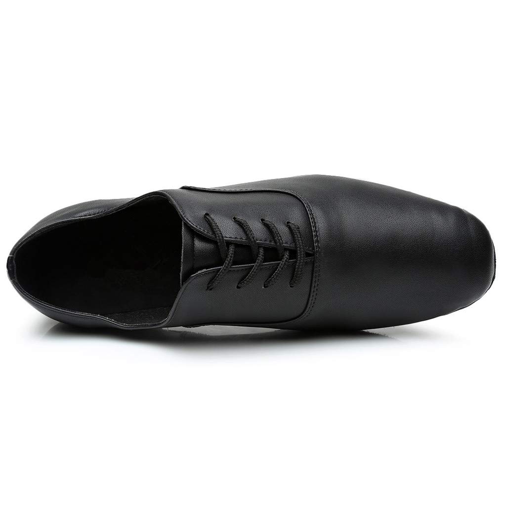 Men's White & Black Leather Dress Shoes - Modern Latin Jazz Ballroom Dance Shoes with Round Toe & Suede Sole - Perfect for Weddings, Parties & Formal Events