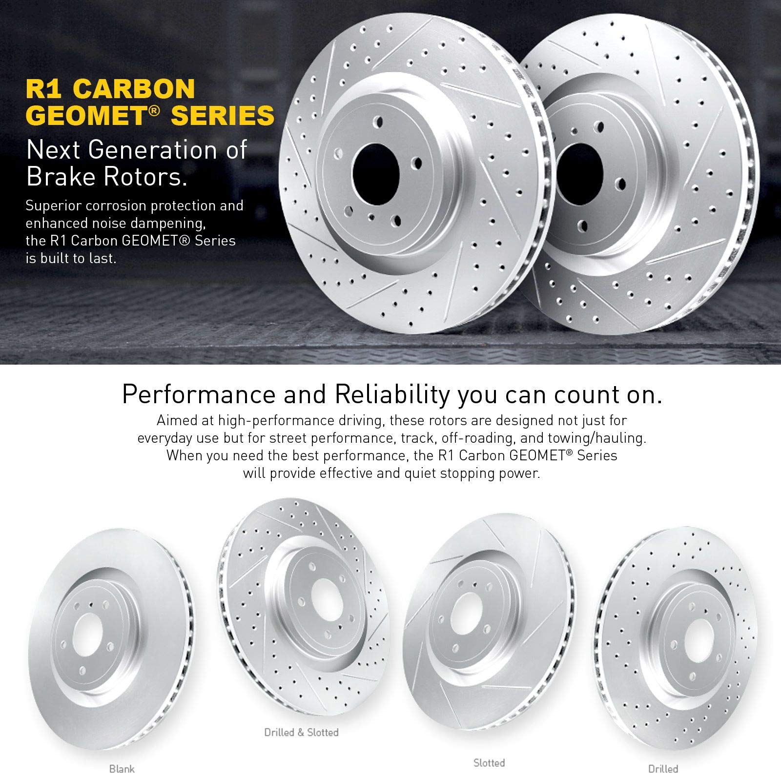 R1 Concepts Premium Front Brake Kit - Ceramic Brake Pads & Rotors for 2016-2019 Subaru Legacy | High-Performance Braking System for Daily Commute & Highway Driving