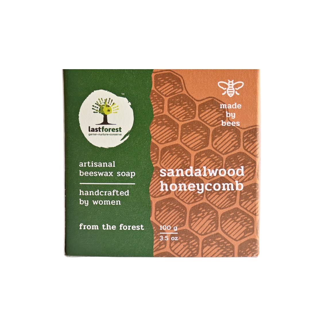 Last Forest Beeswax Soap (100g) - Natural Handmade Herbal Bath Bar for Glowing Skin | Moisturizing with Pure Beeswax | Sandalwood Scented Soap for Men & Women | Perfect for Dry Skin Care & Relaxing Bath Time