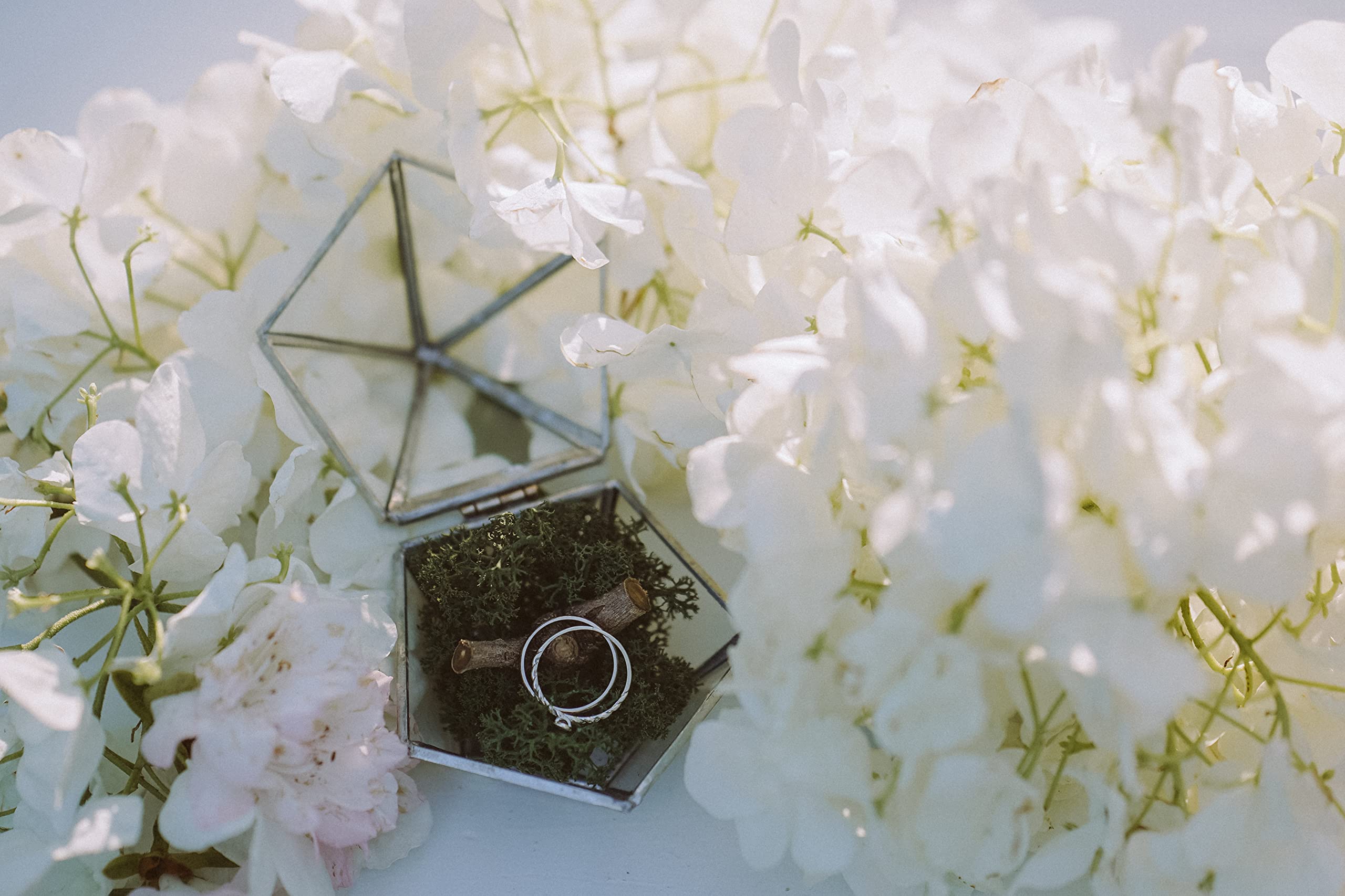 Silver Glass Wedding Ring Box - Proposal & Engagement Holder for Jewelry