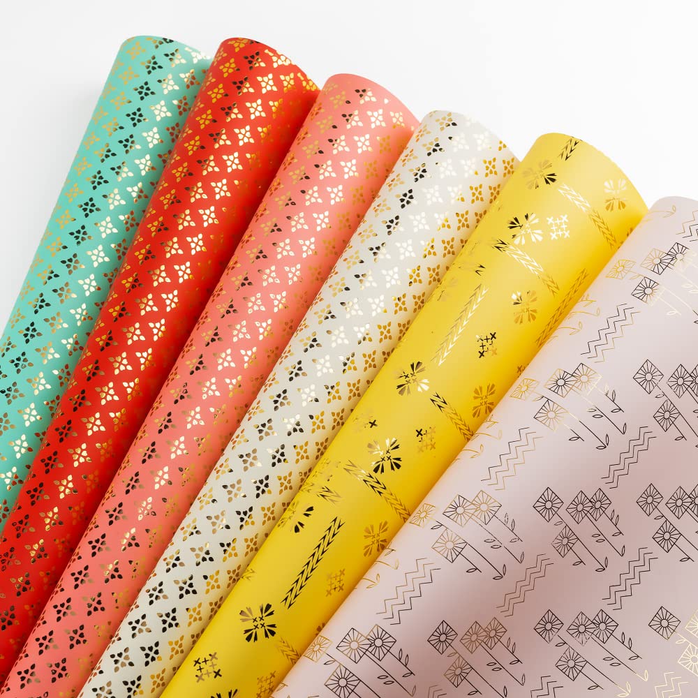 Birch & Co. Premium Gift Wrapping Paper Set - 6 Assorted Designs for Birthday, Christmas & Holiday Presents - Elegant Gift Wrap Rolls & Sheets for All Occasions