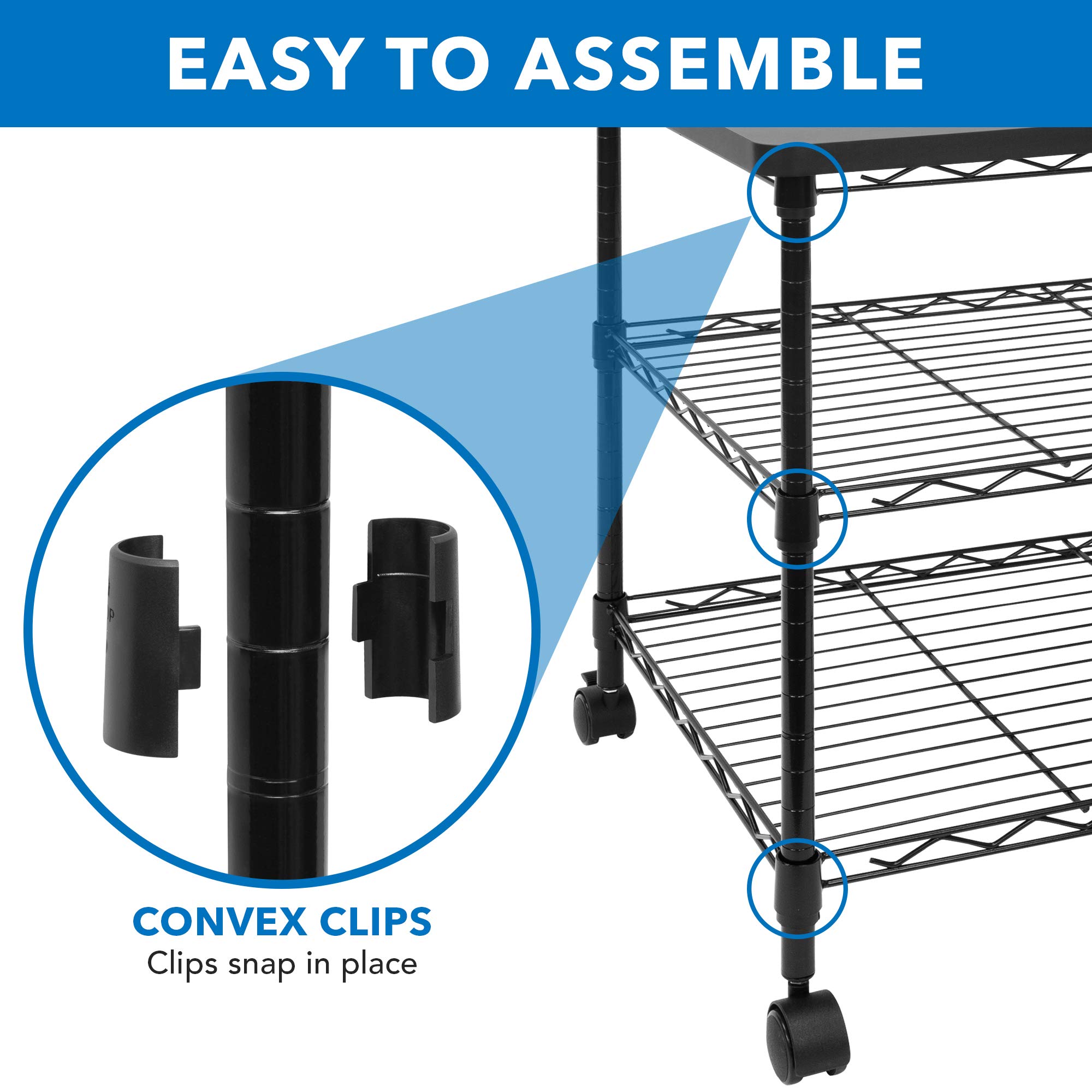 Mount-It! 3-Tier Rolling Printer Stand with Wheels - Heavy Duty Metal Printer Cart with Storage Shelves for 3D Printer, Laser Printer, Scanner & Heat Press - 200 Lbs Capacity Mobile Utility Table for Home Office, Workshop & Craft Room Use
