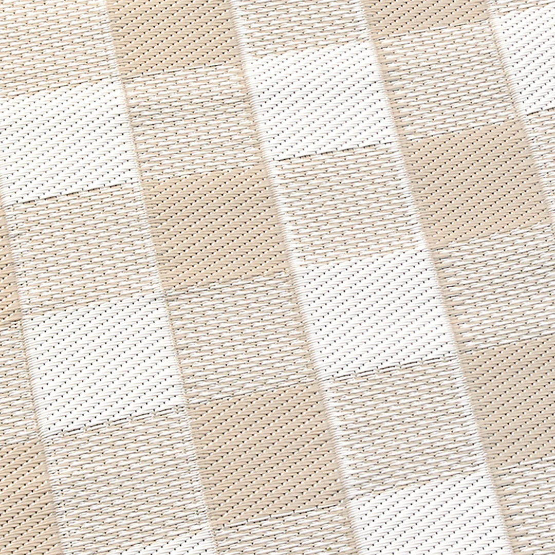 Fusion Gingham Outdoor Rug - Natural Cotton Water-Resistant Patio Mat for Garden, Deck & Poolside - Perfect for Backyard, Porch and Outdoor Living Spaces