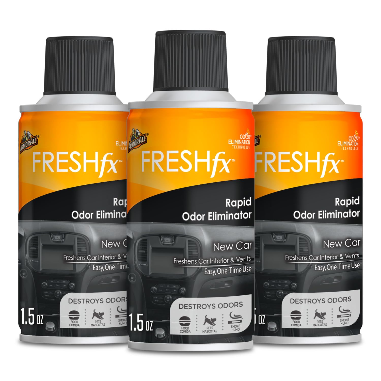 Armor All Fresh FX Odor Eliminator Car Fogger (3 Pack) - New Car Scent Air Freshener for Cars, SUVs & Trucks | Eliminates Smoke, Pet & Food Odors | Ideal for Vehicle Detailing & Interior Refresh